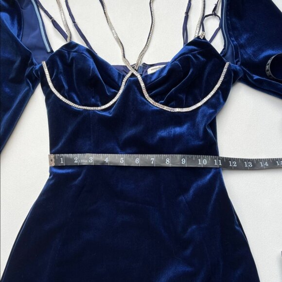 House of CB dress Mistress Rocks velvet Blue Crystal Mini event night party S - Picture 11 of 15